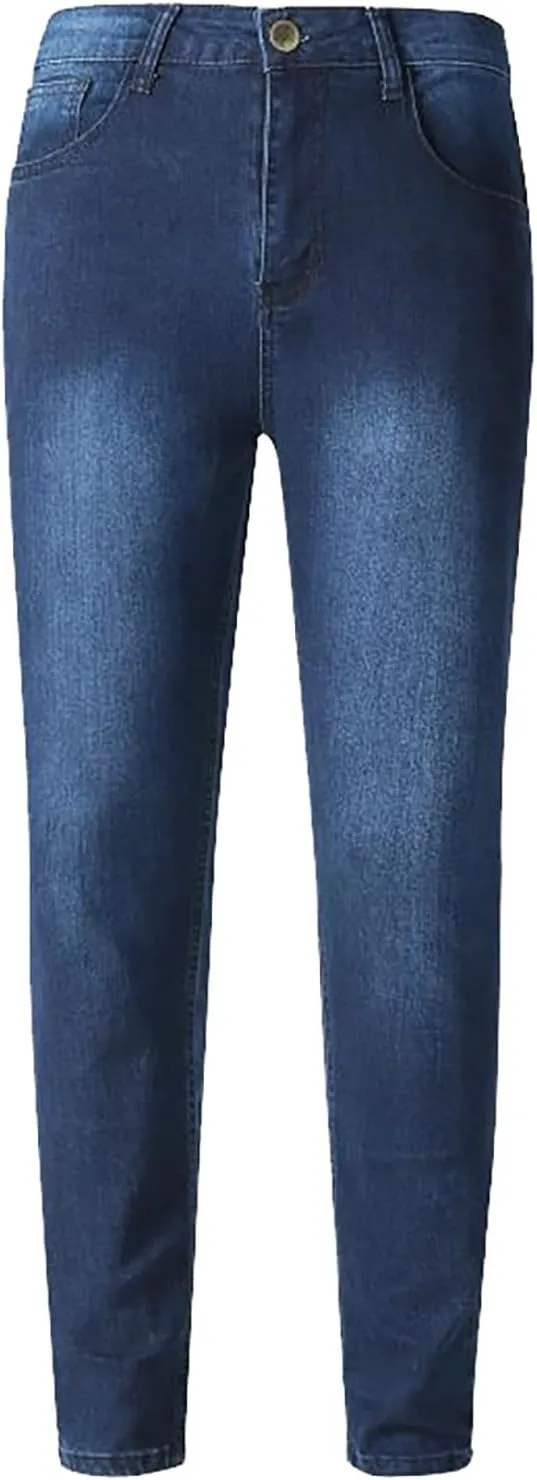 Jeans for Men Stretch Fit High Waisted Jeans Harem Joggers Pants Fashion Trousers Classic 5 Pocket Streetwear