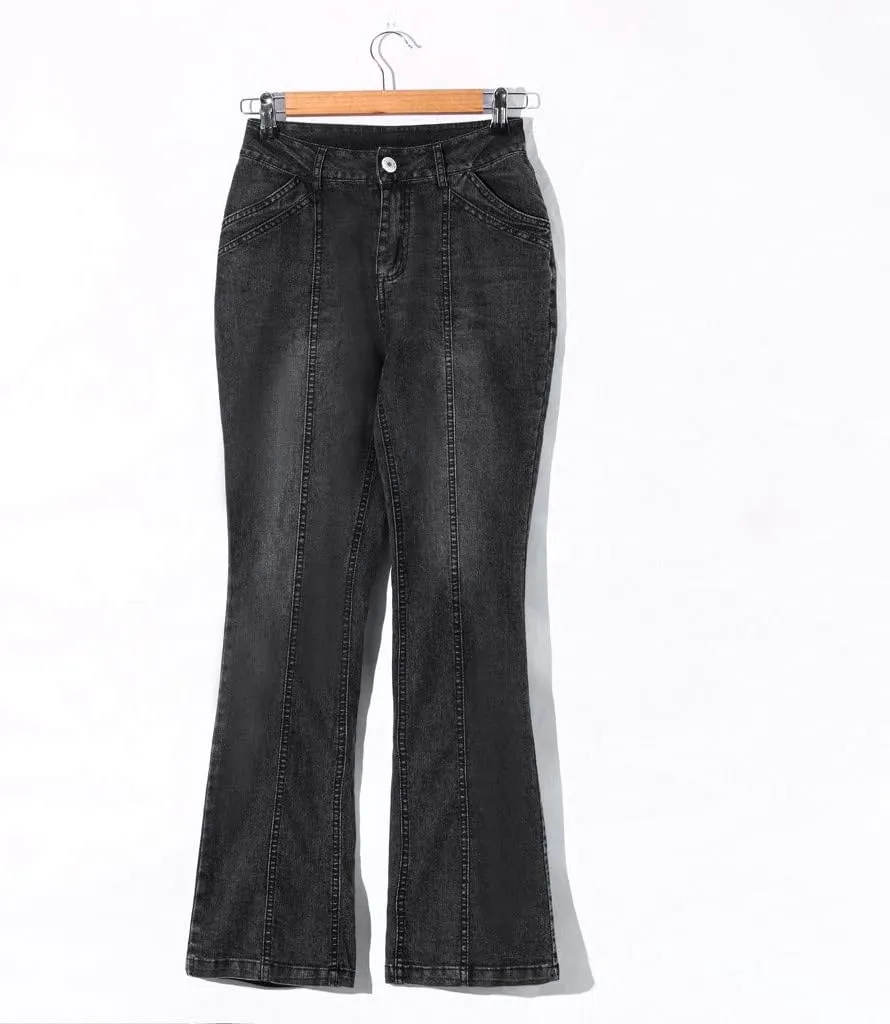 Jeans for Women Trendy Low Rise Stretch Flare Bootcut Denim Pants Casual Vintage Y2k Bell Bottom Trousers with Pocket