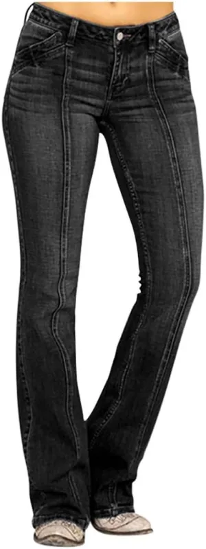 Jeans for Women Trendy Low Rise Stretch Flare Bootcut Denim Pants Casual Vintage Y2k Bell Bottom Trousers with Pocket