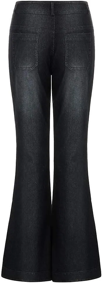 Jeans for Women Trendy Low Rise Stretch Flare Bootcut Denim Pants Casual Vintage Y2k Bell Bottom Trousers with Pocket
