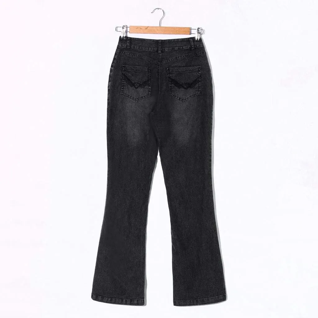 Jeans for Women Trendy Low Rise Stretch Flare Bootcut Denim Pants Casual Vintage Y2k Bell Bottom Trousers with Pocket