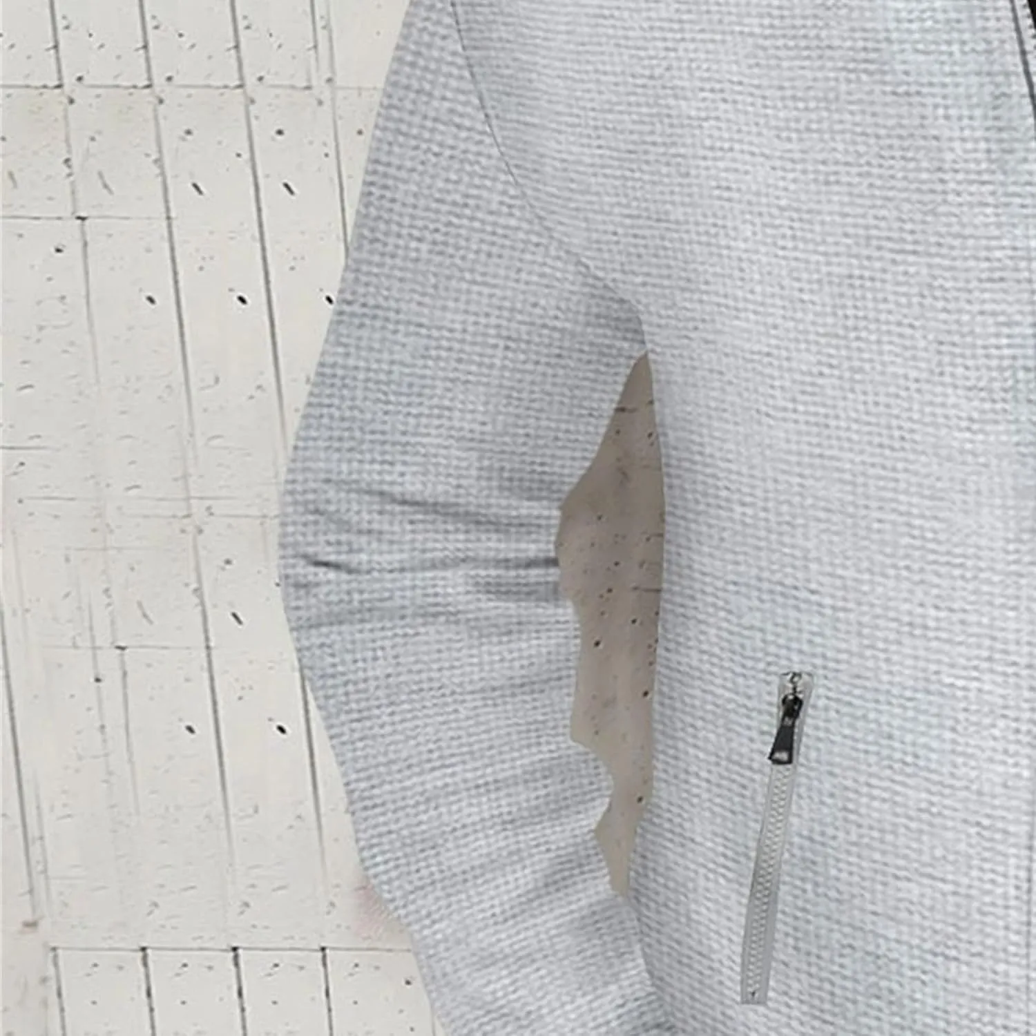 JEKE-DG Men's Casual Lapel Waffle Jacket Lightweight Slim Fit Solid Jackets Full Zip Long Sleeve Jacket Coat