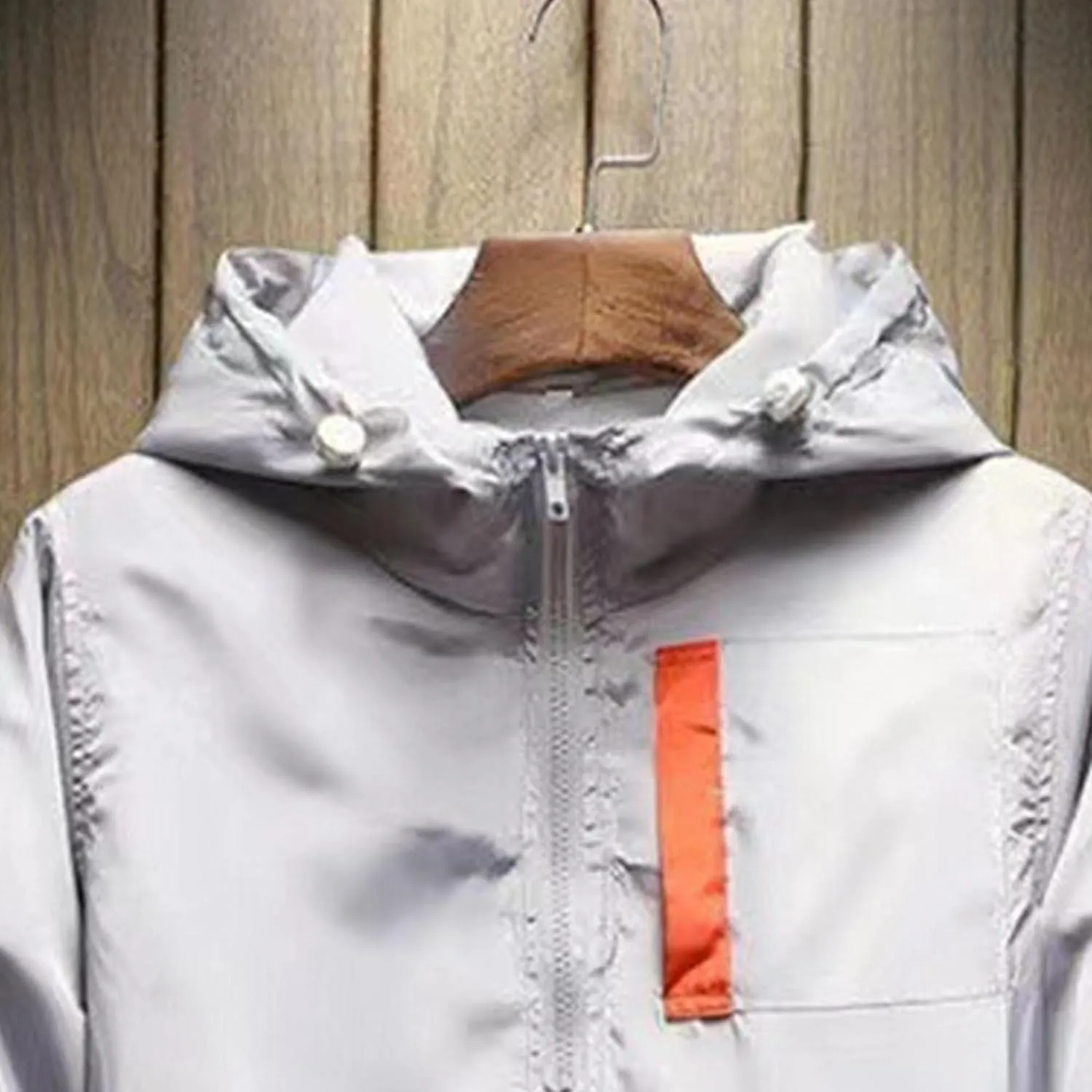 JEKE-DG Men's Color Blcok Loose Fit Jacket Casual Lightweight Hooded Overshirt Zipper Fashion Outdoor Jacket Coat