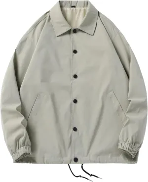 JEKE-DG Men's Fashion Casual Lapel Jacket Solid Lightweight Button Down Jackets Long Sleeve Classic Jacket Coat