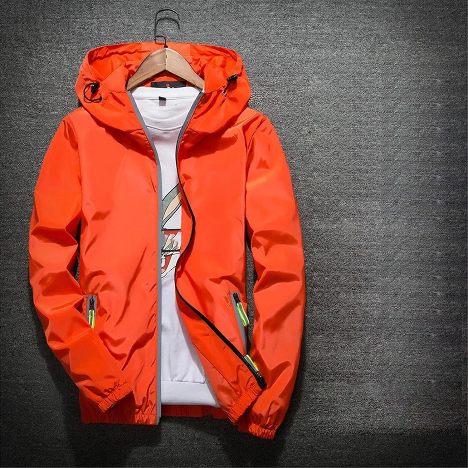 JEKE-DG Men's Fashion Hooded Full Zip Jacket Lightweight Casual Baseball Jackets Loose Fit Windbreaker Jacket Coat