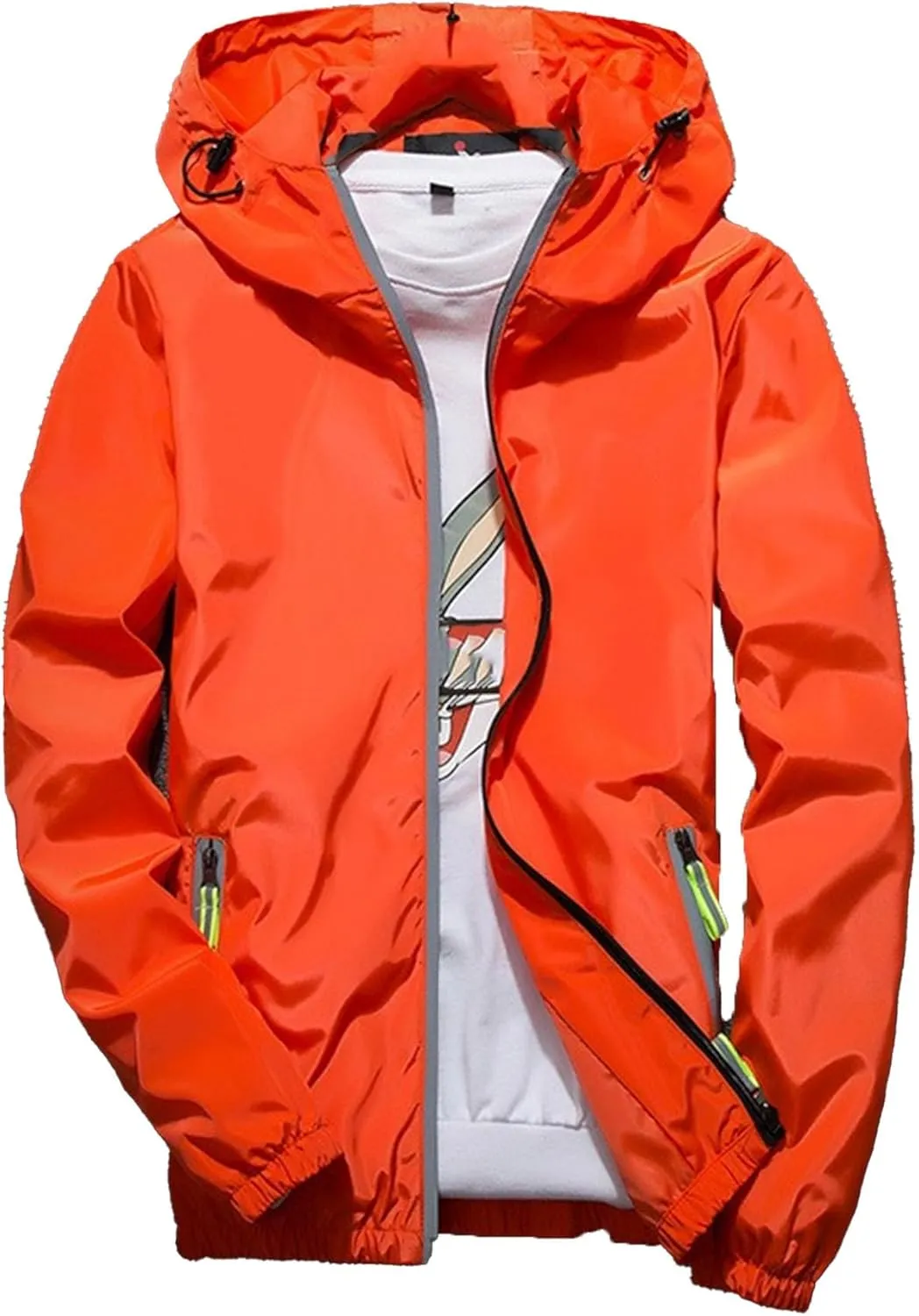 JEKE-DG Men's Fashion Hooded Full Zip Jacket Lightweight Casual Baseball Jackets Loose Fit Windbreaker Jacket Coat