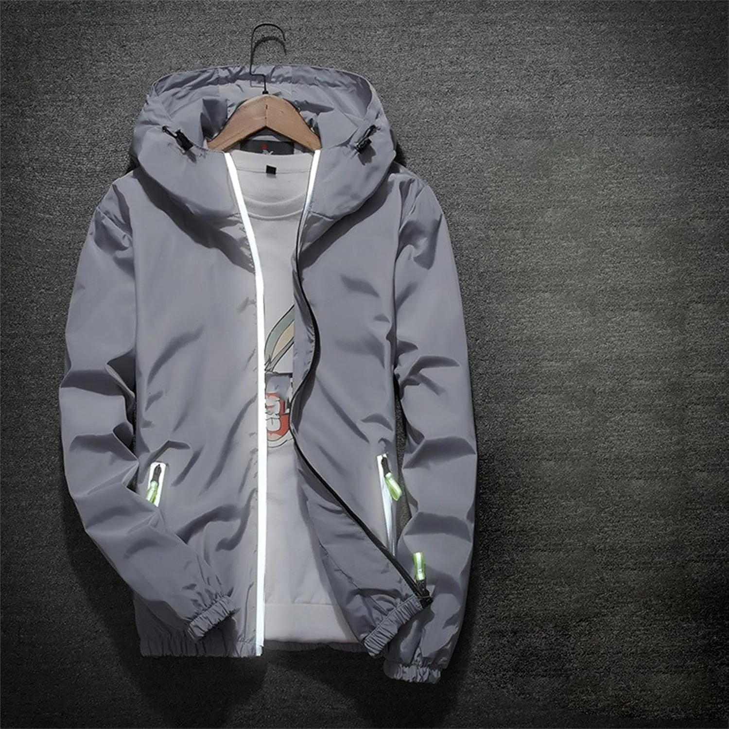 JEKE-DG Men's Fashion Hooded Full Zip Jacket Lightweight Casual Baseball Jackets Loose Fit Windbreaker Jacket Coat