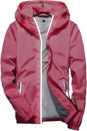 JEKE-DG Men's Fashion Hooded Full Zip Jacket Lightweight Casual Baseball Jackets Loose Fit Windbreaker Jacket Coat