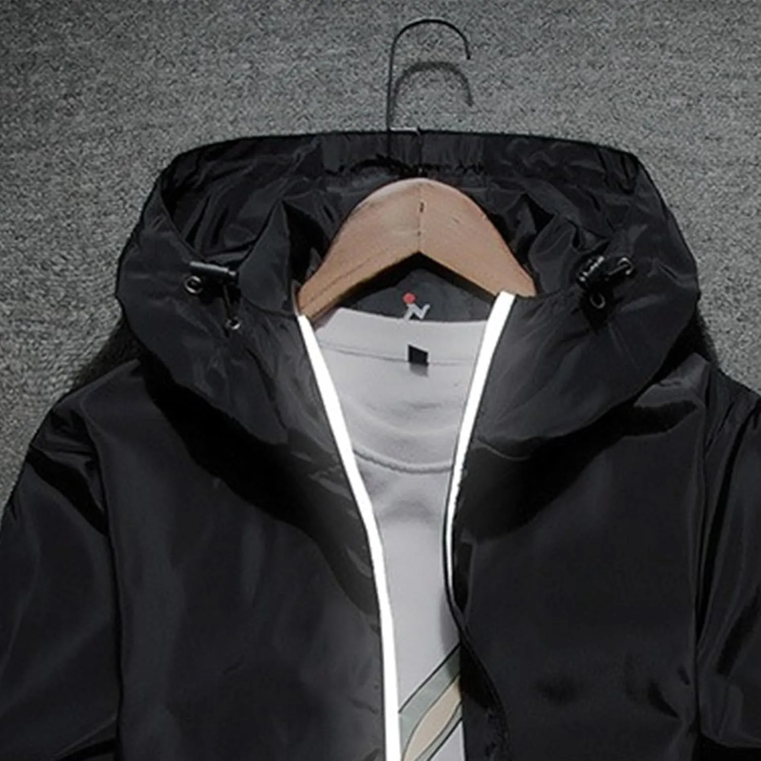 JEKE-DG Men's Fashion Hooded Full Zip Jacket Lightweight Casual Baseball Jackets Loose Fit Windbreaker Jacket Coat