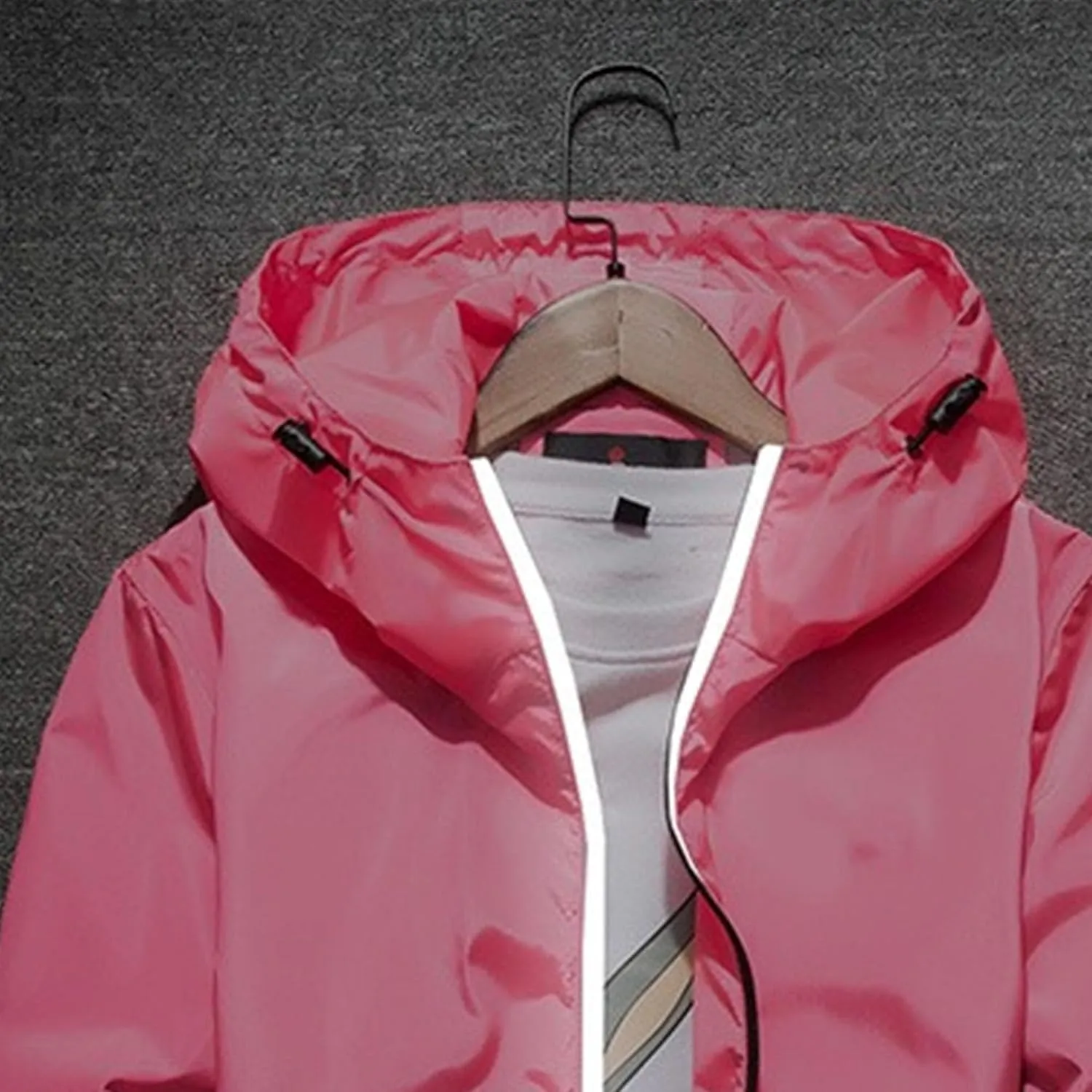 JEKE-DG Men's Fashion Hooded Full Zip Jacket Lightweight Casual Baseball Jackets Loose Fit Windbreaker Jacket Coat