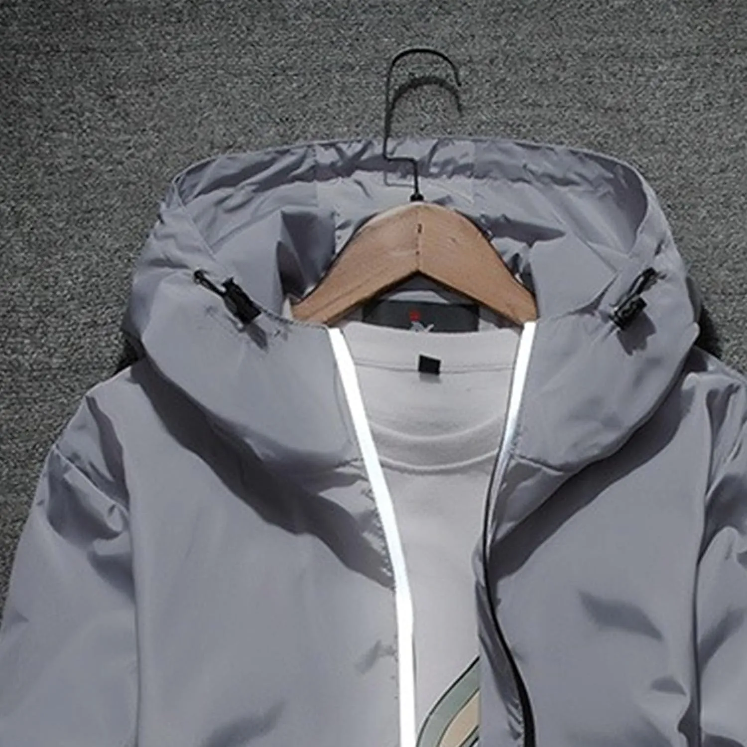 JEKE-DG Men's Fashion Hooded Full Zip Jacket Lightweight Casual Baseball Jackets Loose Fit Windbreaker Jacket Coat