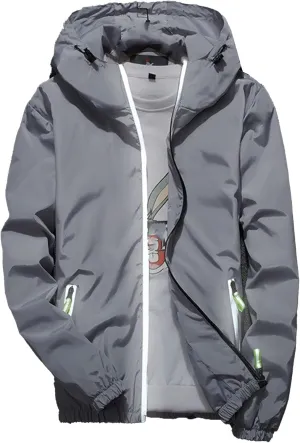 JEKE-DG Men's Fashion Hooded Full Zip Jacket Lightweight Casual Baseball Jackets Loose Fit Windbreaker Jacket Coat