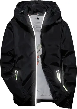 JEKE-DG Men's Fashion Hooded Full Zip Jacket Lightweight Casual Baseball Jackets Loose Fit Windbreaker Jacket Coat