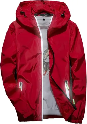 JEKE-DG Men's Fashion Hooded Full Zip Jacket Lightweight Casual Baseball Jackets Loose Fit Windbreaker Jacket Coat