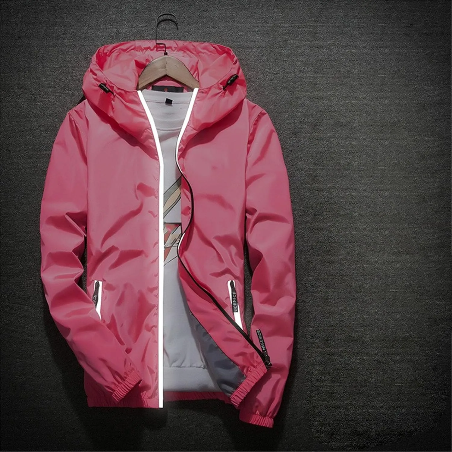JEKE-DG Men's Fashion Hooded Full Zip Jacket Lightweight Casual Baseball Jackets Loose Fit Windbreaker Jacket Coat