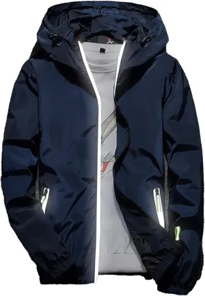 JEKE-DG Men's Fashion Hooded Full Zip Jacket Lightweight Casual Baseball Jackets Loose Fit Windbreaker Jacket Coat