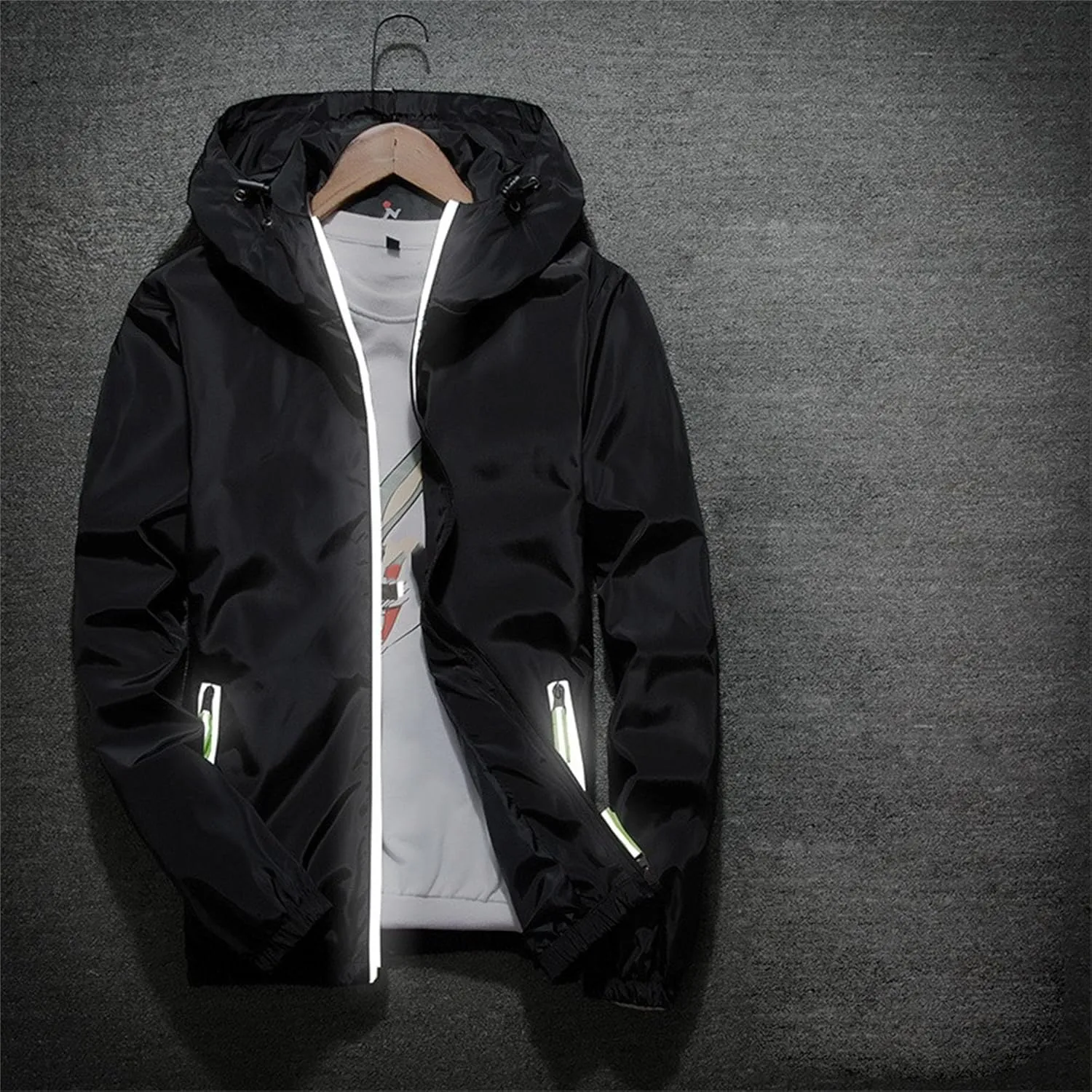 JEKE-DG Men's Fashion Hooded Full Zip Jacket Lightweight Casual Baseball Jackets Loose Fit Windbreaker Jacket Coat
