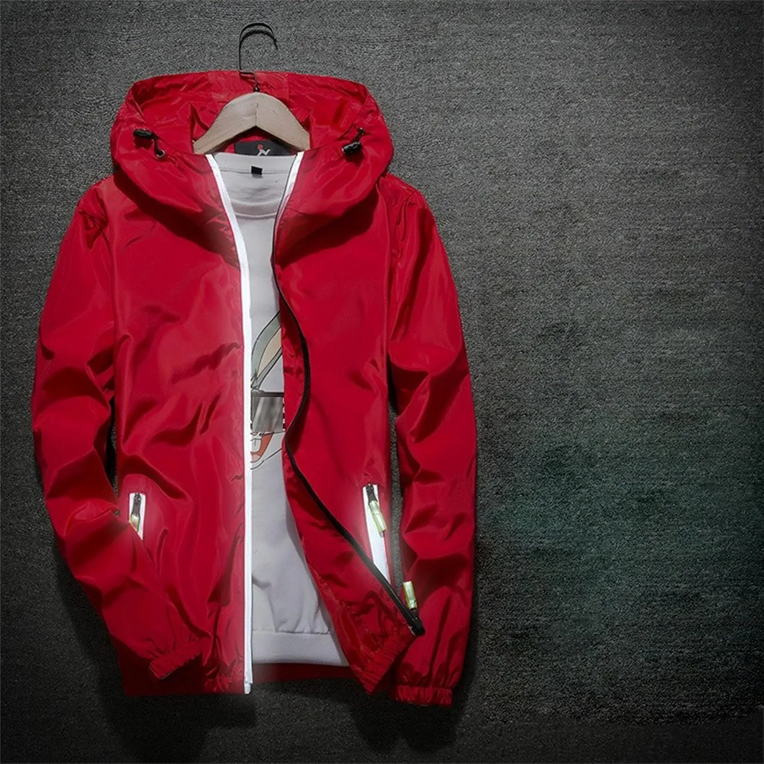 JEKE-DG Men's Fashion Hooded Full Zip Jacket Lightweight Casual Baseball Jackets Loose Fit Windbreaker Jacket Coat