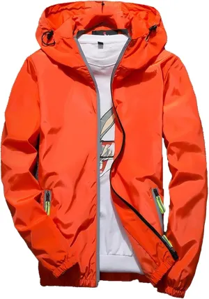 JEKE-DG Men's Fashion Hooded Full Zip Jacket Lightweight Casual Baseball Jackets Loose Fit Windbreaker Jacket Coat