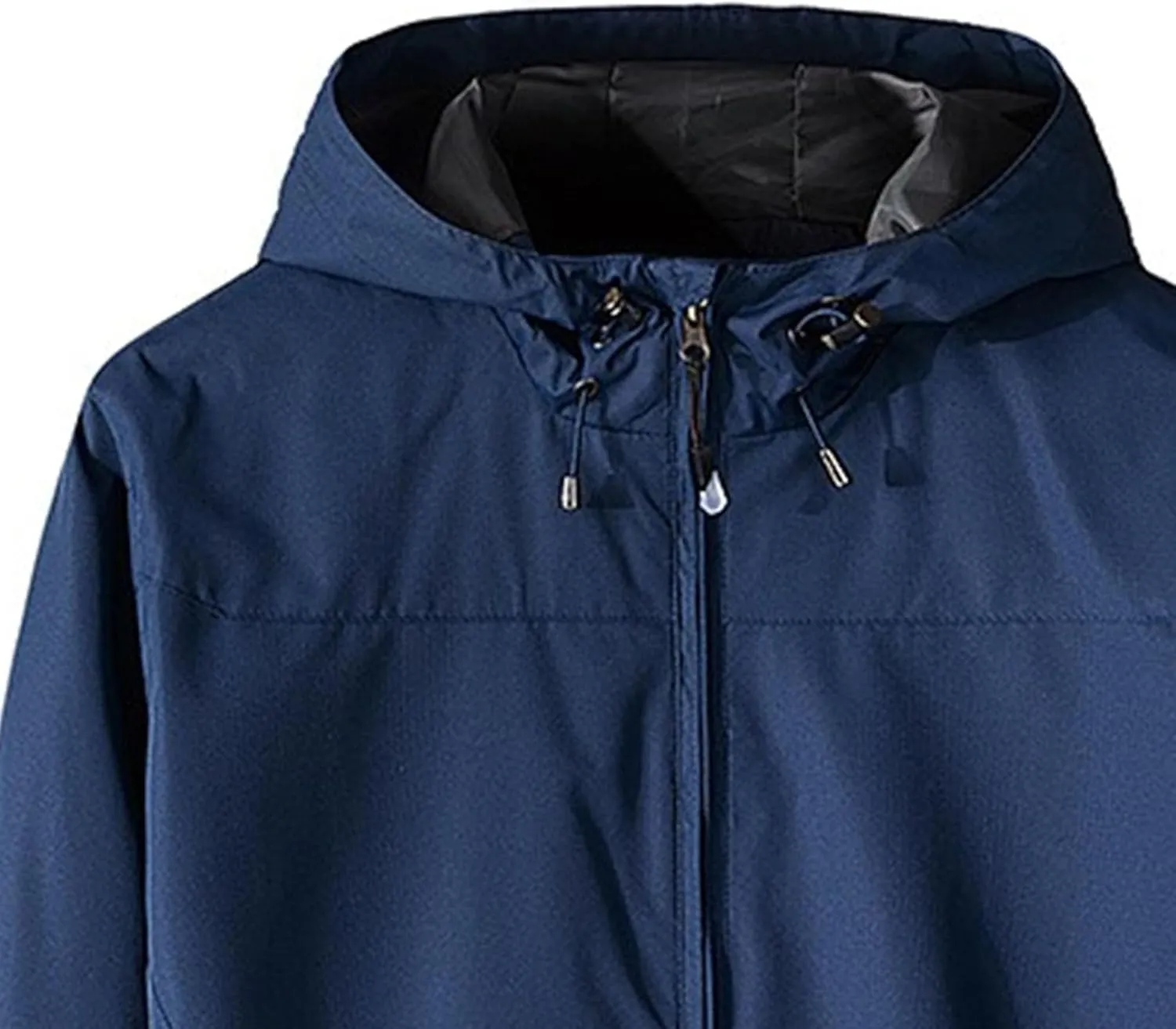 JEKE-DG Men's Full Zip Casual Windbreaker Jacket Hooded Long Sleeve Waterproof Jackets Solid Loose Fit Jacket Coat