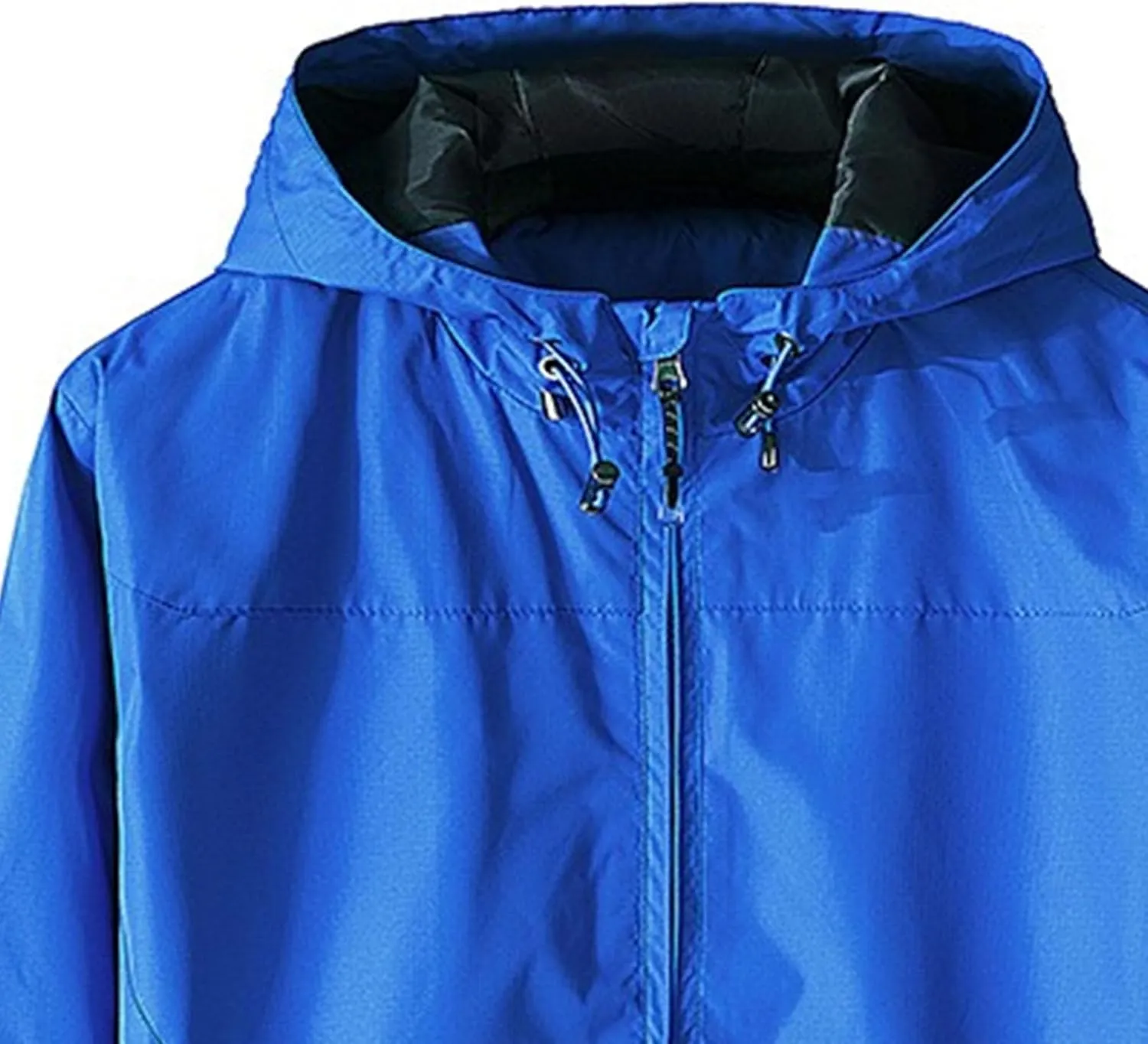 JEKE-DG Men's Full Zip Casual Windbreaker Jacket Hooded Long Sleeve Waterproof Jackets Solid Loose Fit Jacket Coat