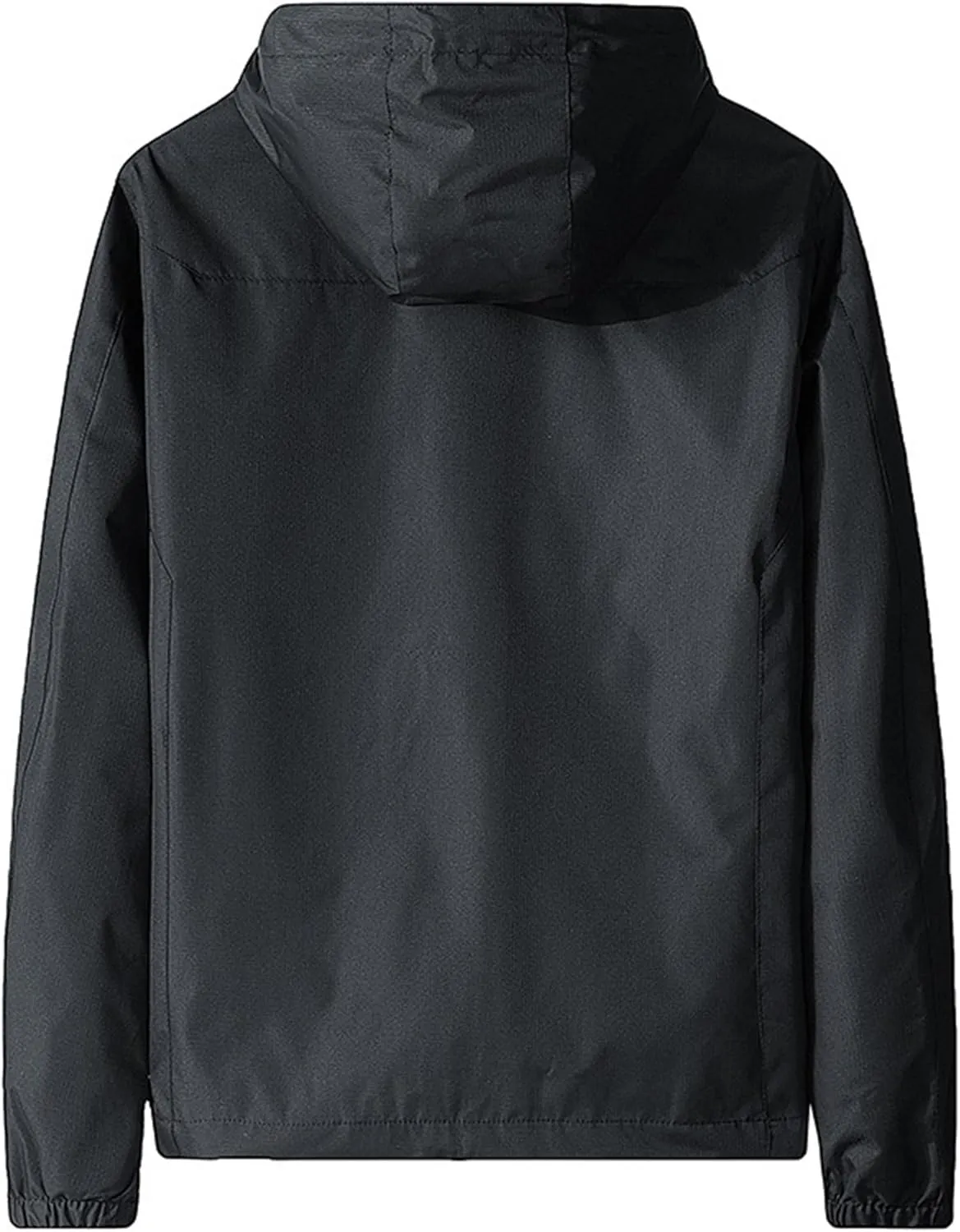 JEKE-DG Men's Full Zip Casual Windbreaker Jacket Hooded Long Sleeve Waterproof Jackets Solid Loose Fit Jacket Coat