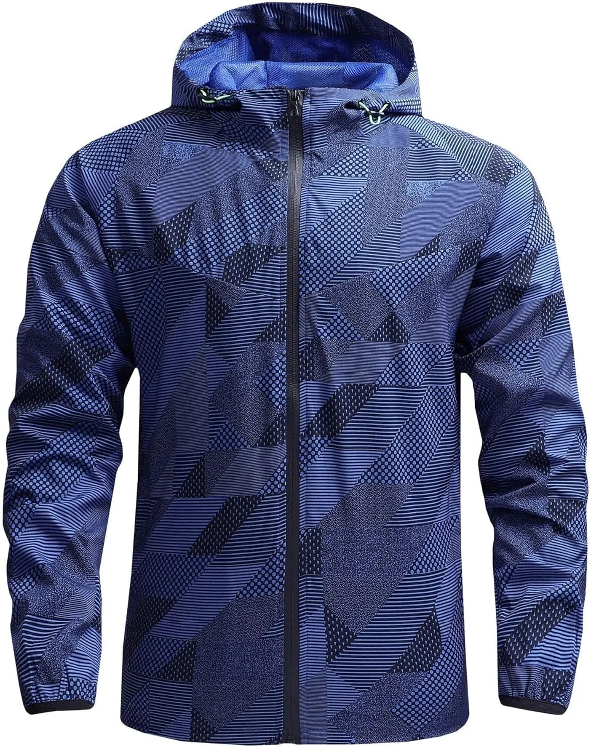 JEKE-DG Men's Hooded Loose Fit Athletic Jacket Quick Dry Casual Windbreaker Jackets Lightweight Zipper Fashion Jacket Coat