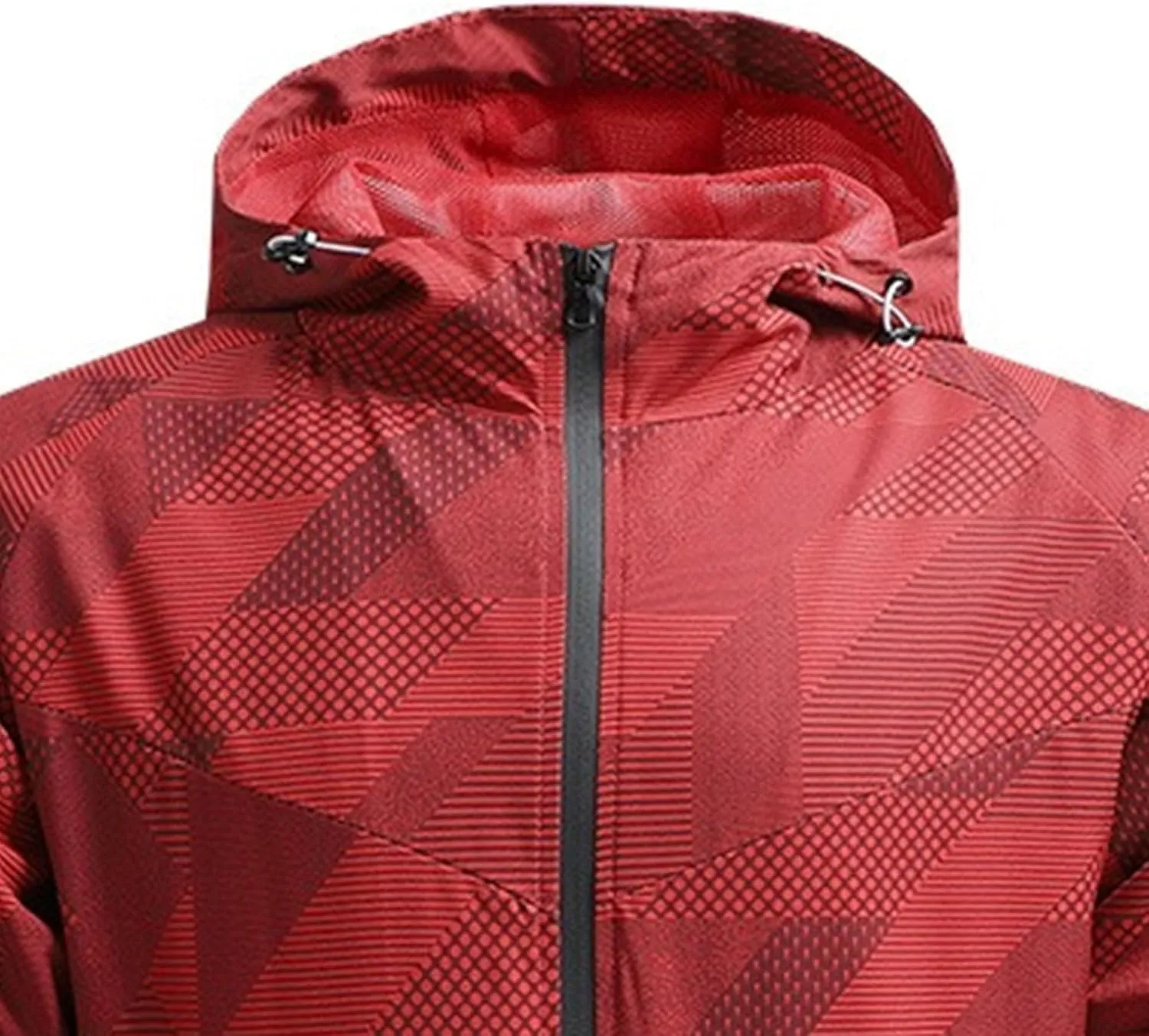 JEKE-DG Men's Hooded Loose Fit Athletic Jacket Quick Dry Casual Windbreaker Jackets Lightweight Zipper Fashion Jacket Coat
