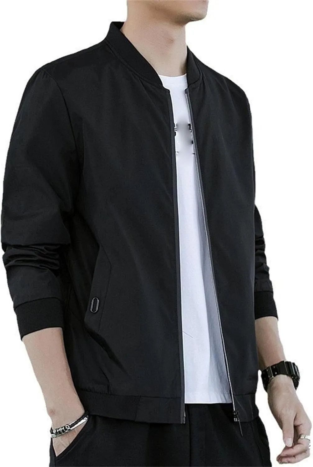 JEKE-DG Men's Relaxed Fit Classic Outdoor Jacket Lightweight Fashion Baseball Overshirt Casual Spring Fall Jacket Coat
