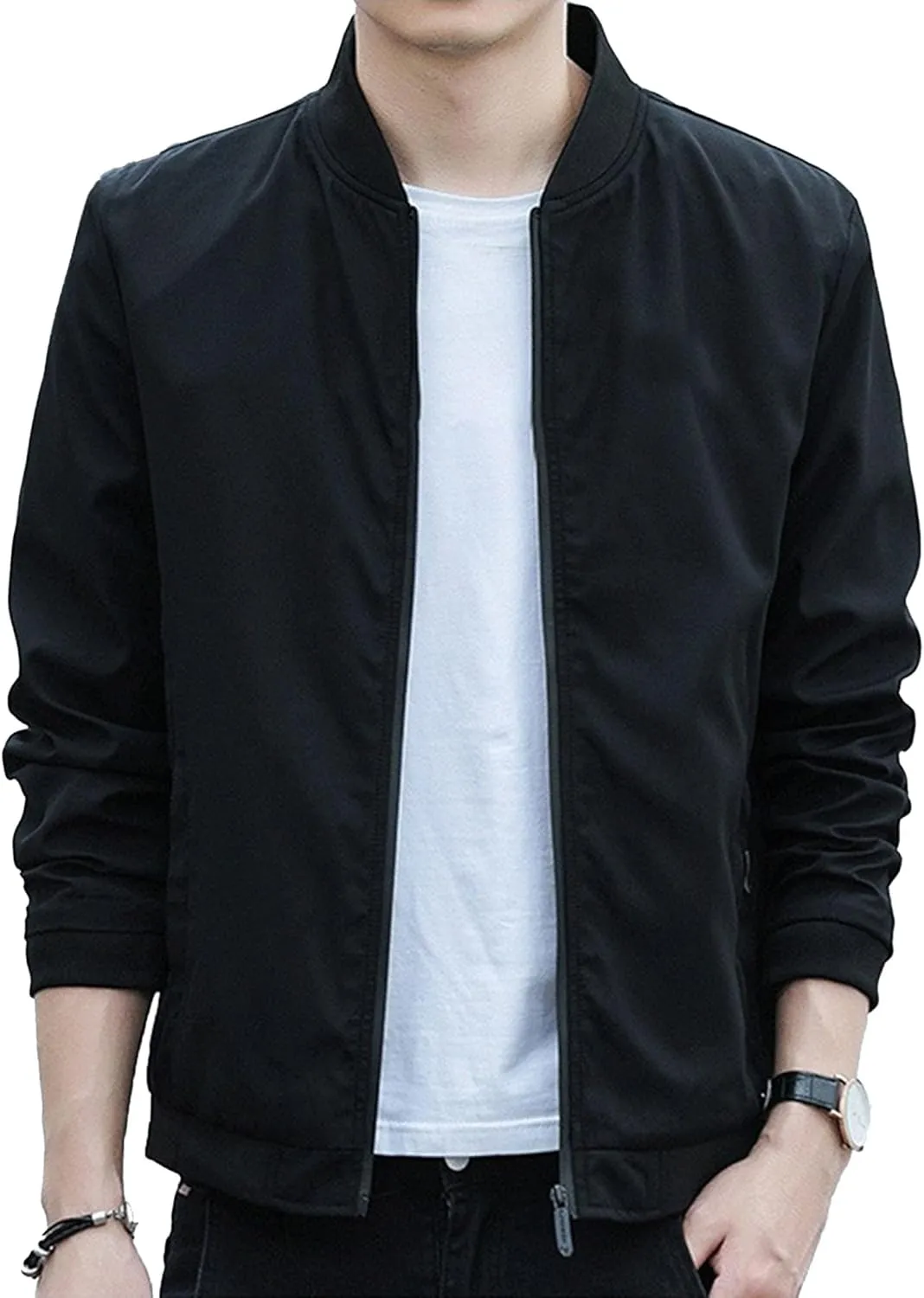 JEKE-DG Men's Relaxed Fit Classic Outdoor Jacket Lightweight Fashion Baseball Overshirt Casual Spring Fall Jacket Coat