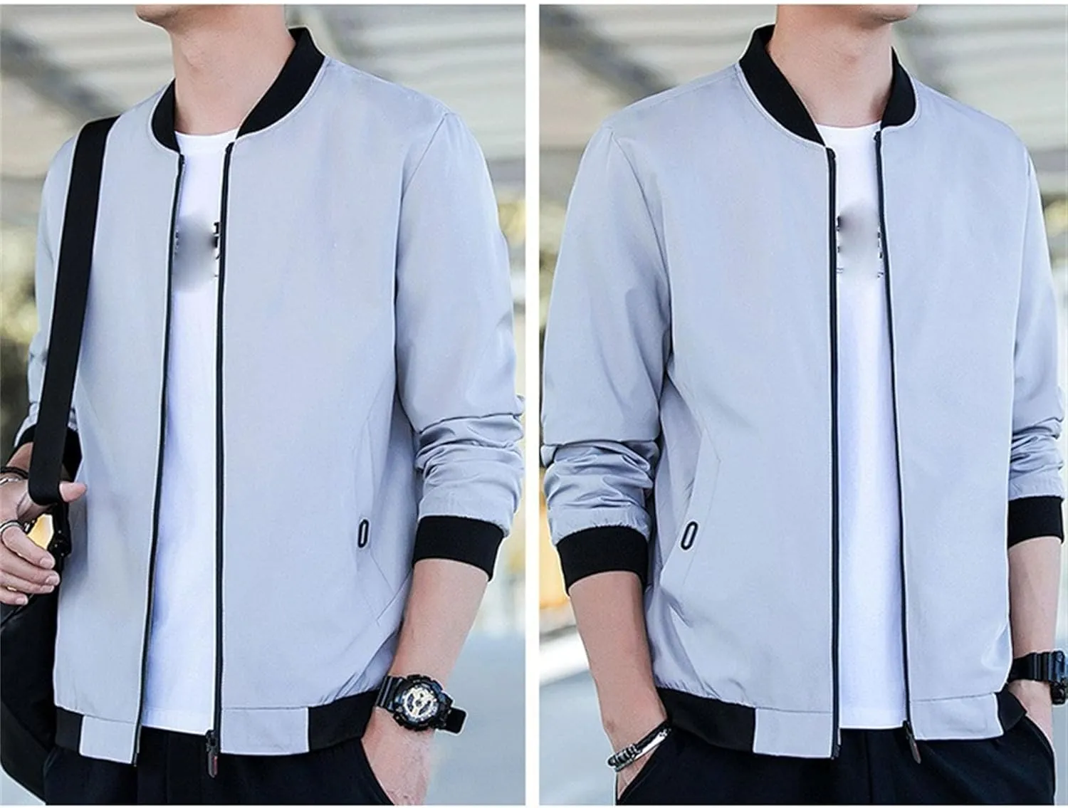 JEKE-DG Men's Relaxed Fit Classic Outdoor Jacket Lightweight Fashion Baseball Overshirt Casual Spring Fall Jacket Coat