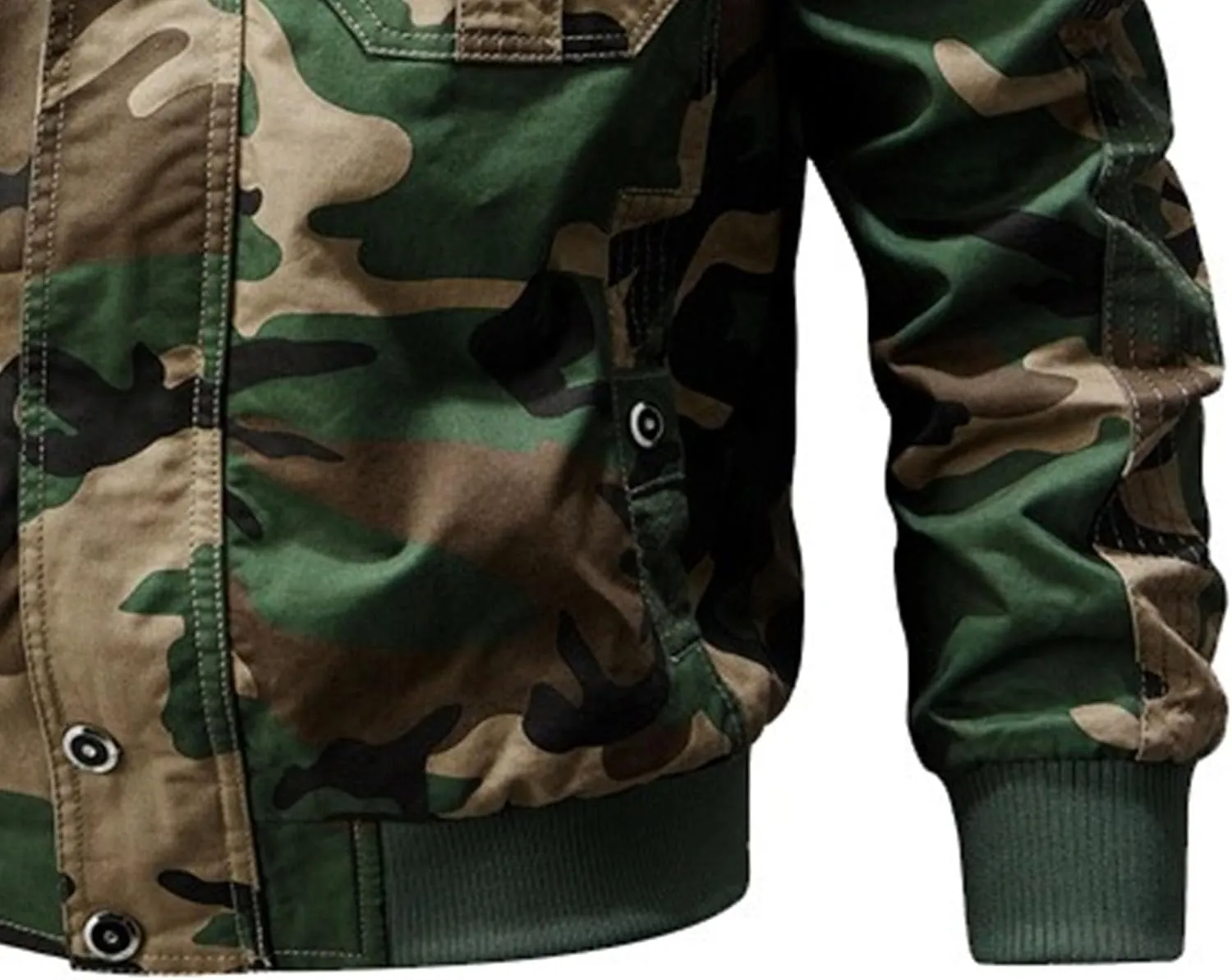 JEKE-DG Men's Relaxed Fit Cotton Outdoor Jacket Multi-Pocket Casual Cargo Jackets Stand Collar Lightweight Jacket Coat