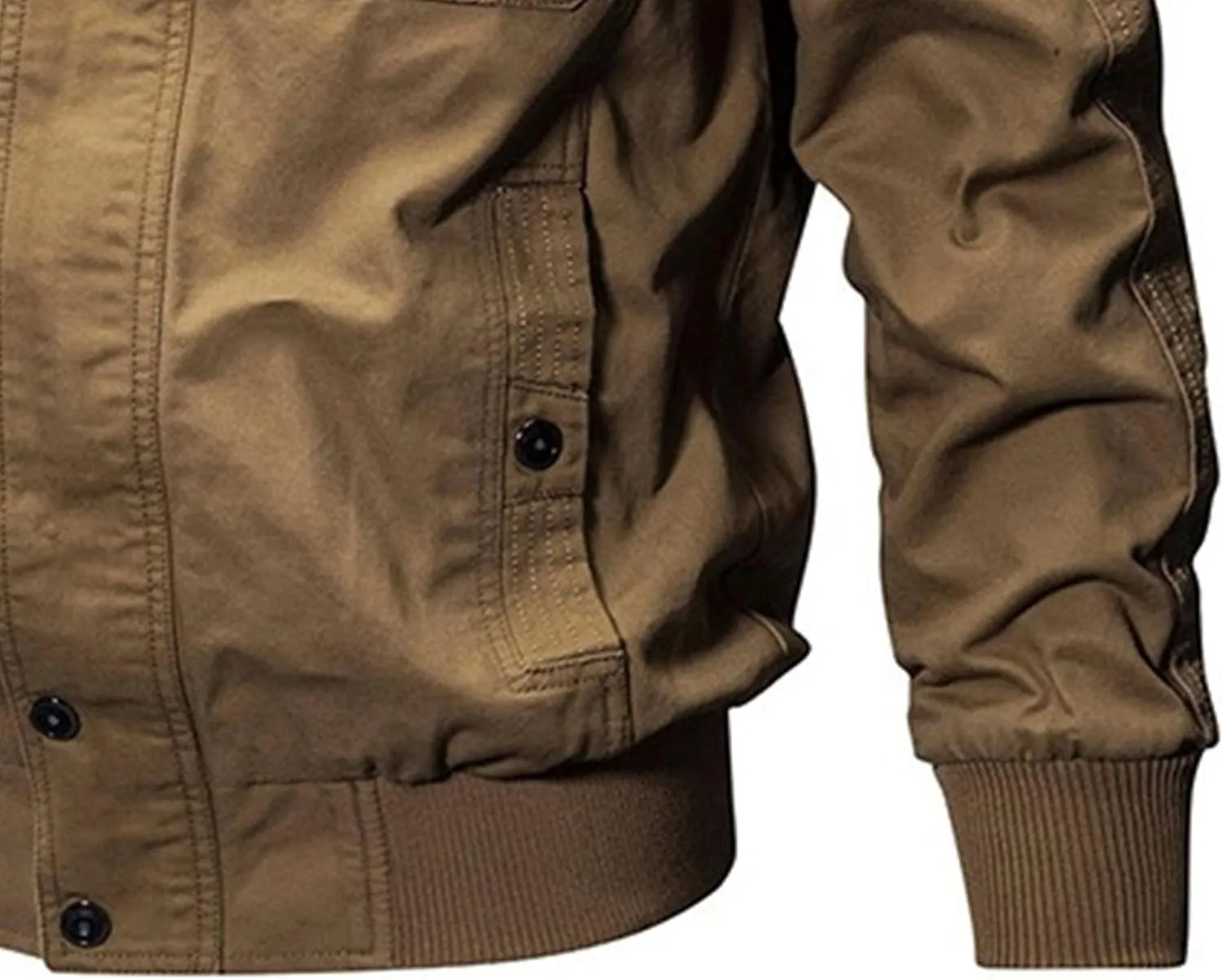 JEKE-DG Men's Relaxed Fit Cotton Outdoor Jacket Multi-Pocket Casual Cargo Jackets Stand Collar Lightweight Jacket Coat