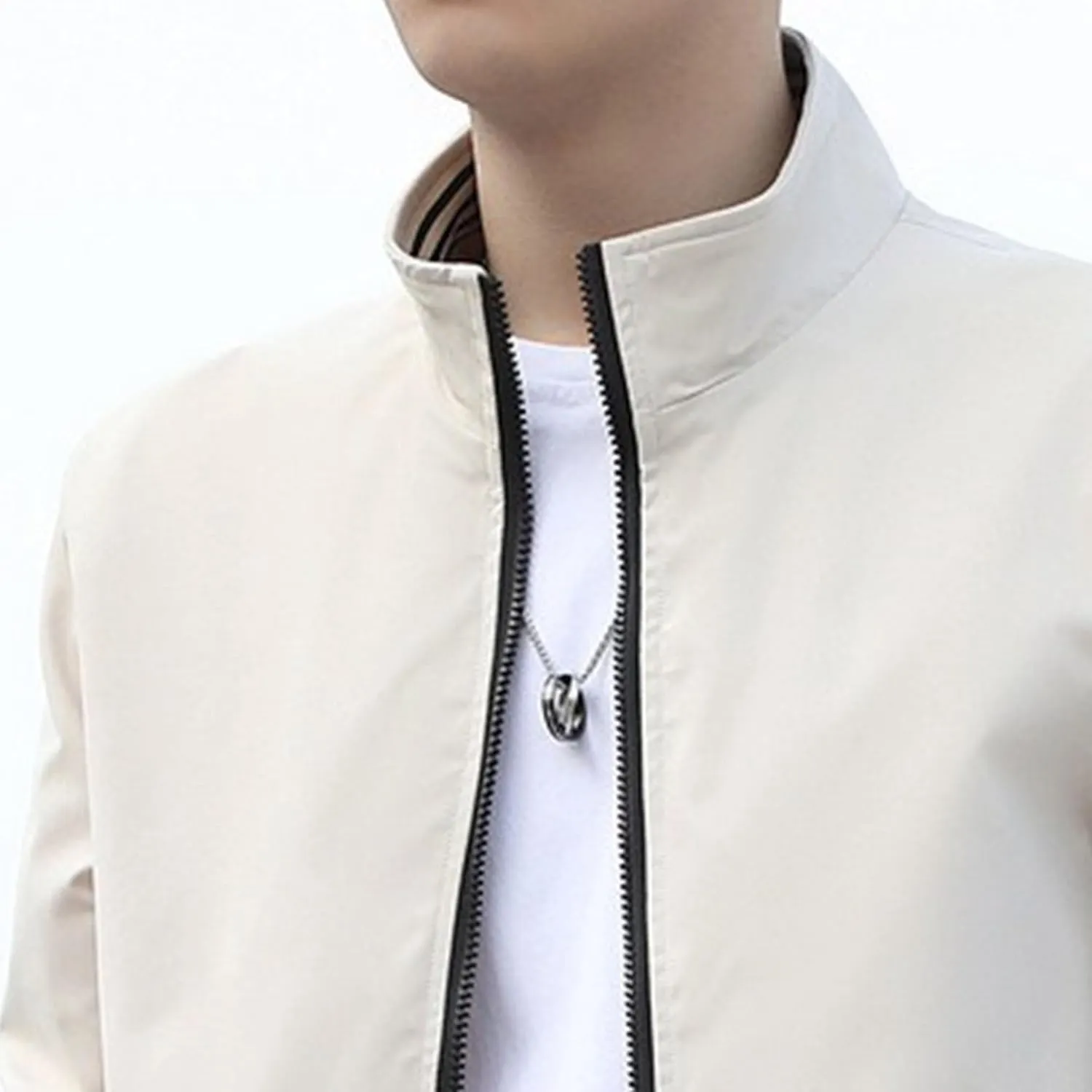 JEKE-DG Men's Stand Collar Casual Baseball Jacket Long Sleeve Fashion Zipper Overshirt Loose Fit Windbreaker Jacket Coat
