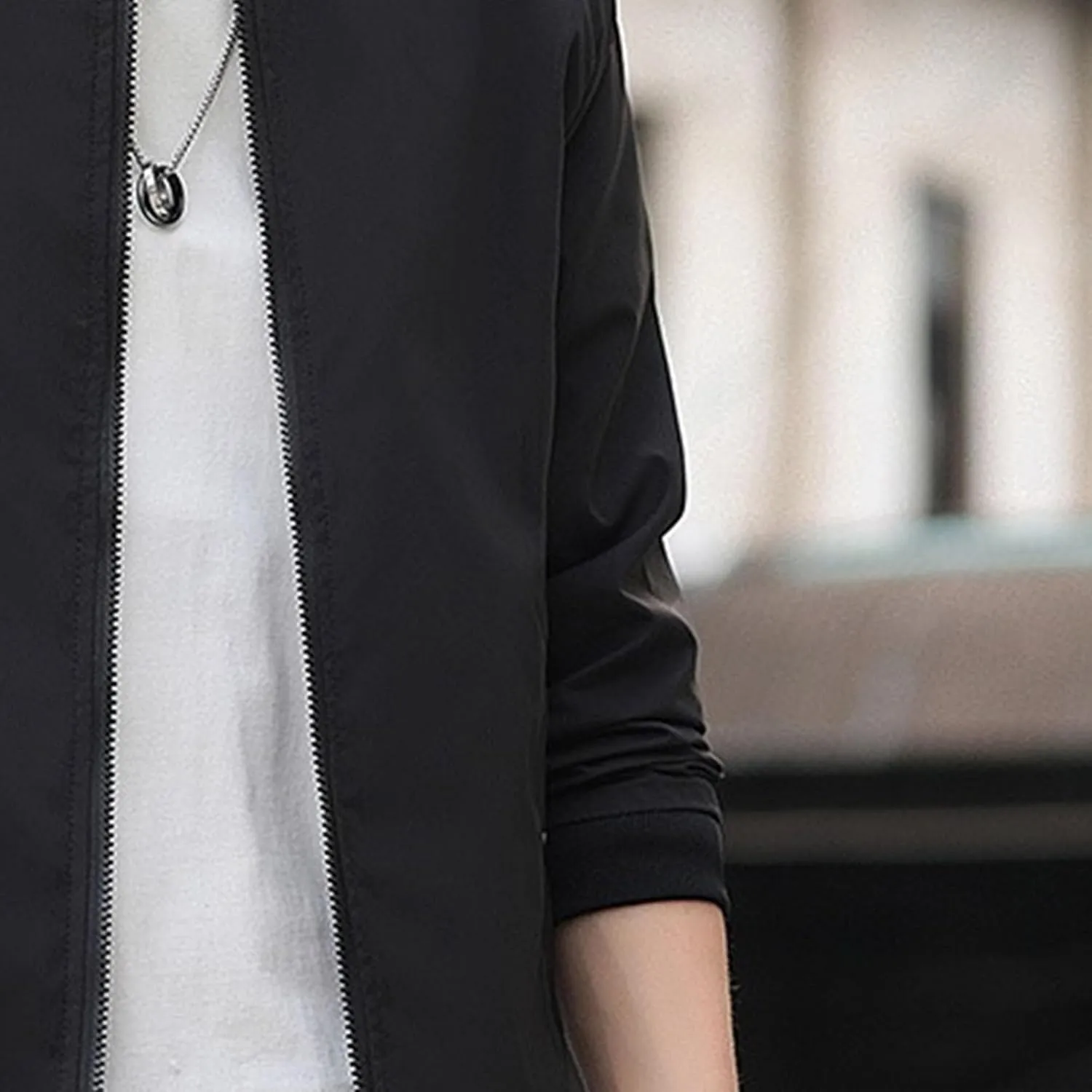 JEKE-DG Men's Stand Collar Casual Baseball Jacket Long Sleeve Fashion Zipper Overshirt Loose Fit Windbreaker Jacket Coat