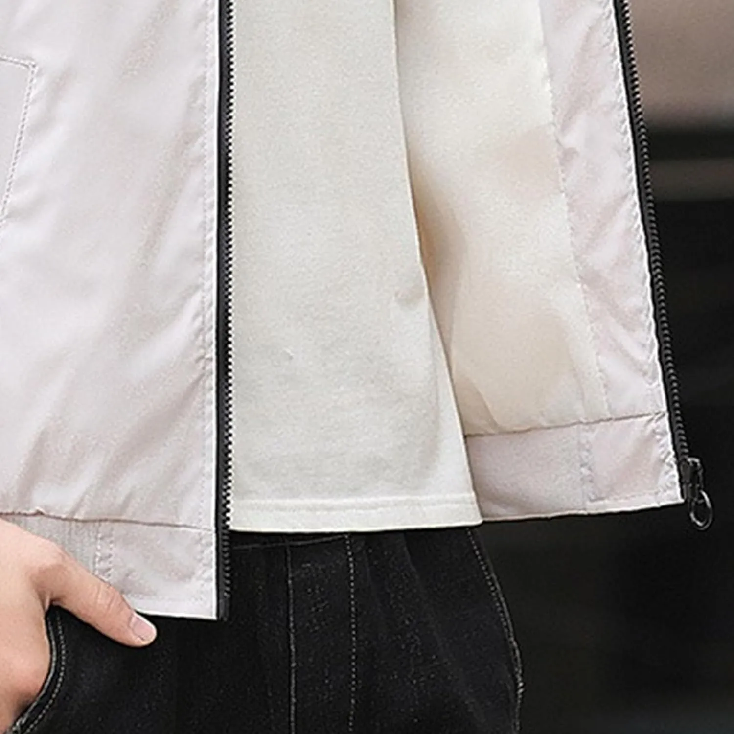 JEKE-DG Men's Stand Collar Casual Baseball Jacket Long Sleeve Fashion Zipper Overshirt Loose Fit Windbreaker Jacket Coat
