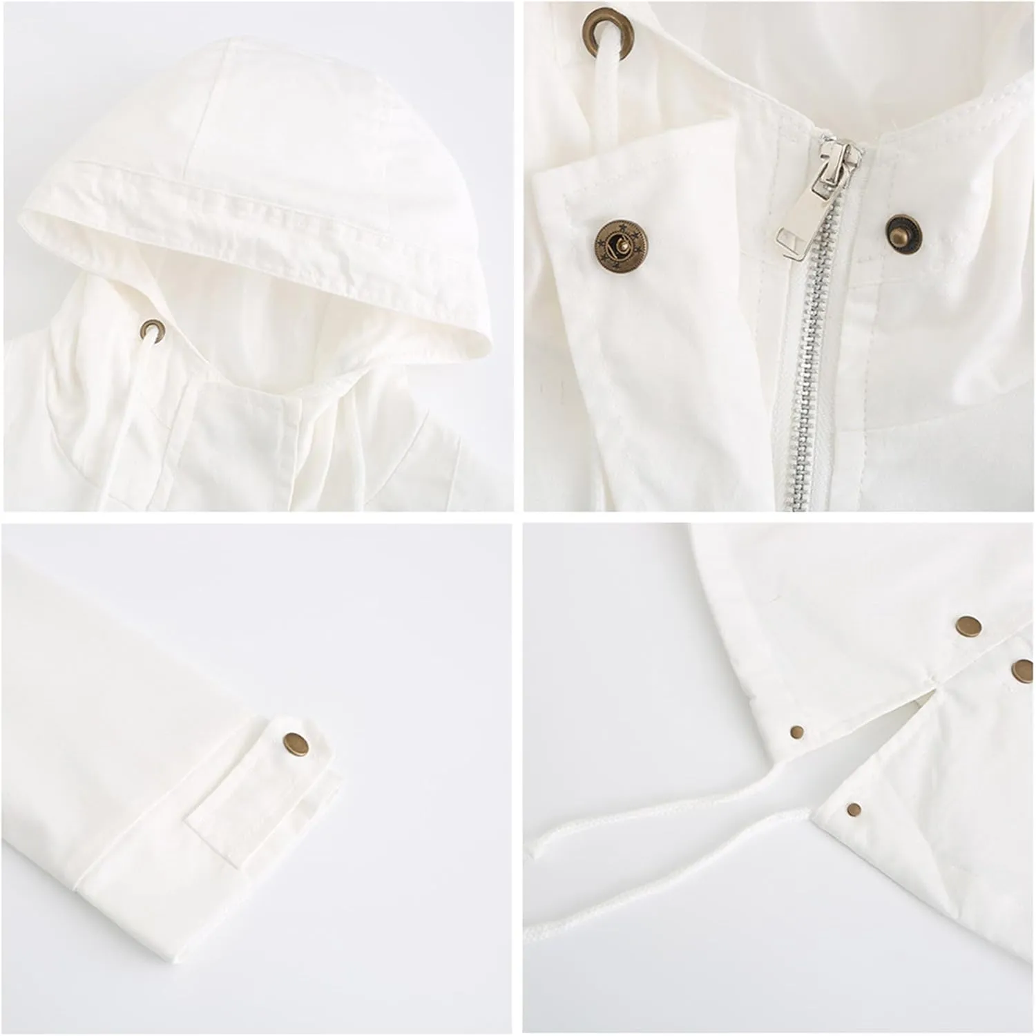 JEsilunmaMY Women's Lightweight Military Anorak Jackets Safari Hoodie Utility Drawstring Coat Windproof Windbreaker Raincoats