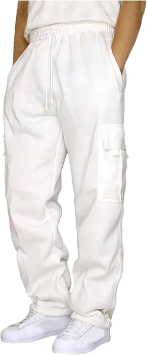 jsaierl Men's Sweatpants Fleece Lined Loose Comfy Straight Leg Pant Lightweight Work Pants Outdoor Cargo Pants Causal Pants