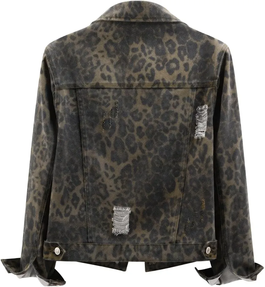 Kedera Womens Denim Jackets Distressed Ripped Long Sleeve Jean Jacket Coats
