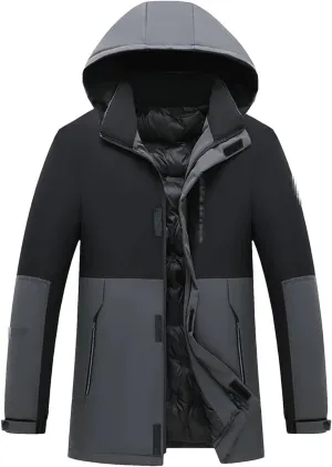 Kelsiop Men's Warm Parka Winter Hooded Casual Jacket