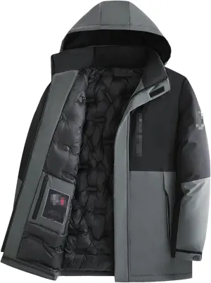 Kelsiop Men's Warm Parka Winter Hooded Casual Jacket