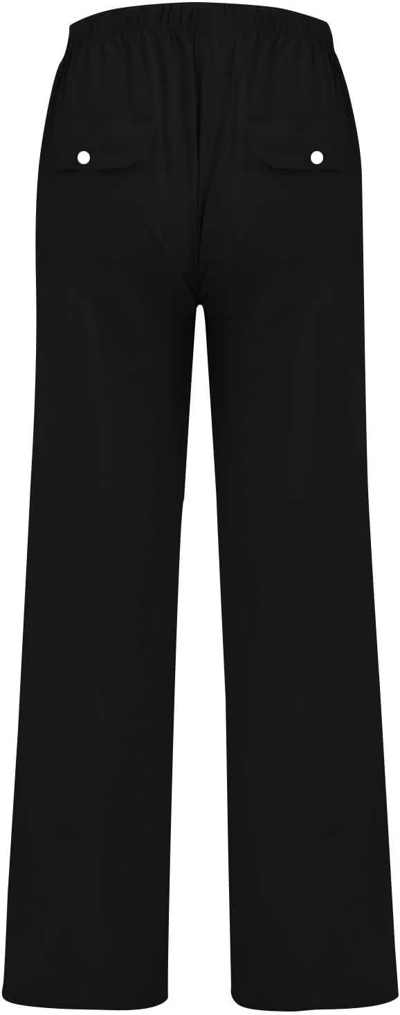 KUIOLYPOER Linen Pants Men Yoga Beach Baggy Casual Pants 2025 Summer Elastic Waist Drawstring Cotton Trousers with Pockets