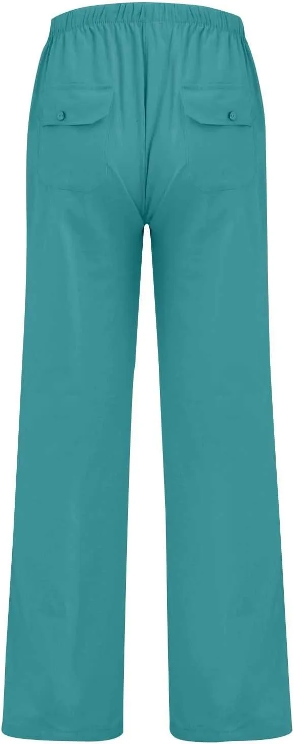 KUIOLYPOER Linen Pants Men Yoga Beach Baggy Casual Pants 2025 Summer Elastic Waist Drawstring Cotton Trousers with Pockets