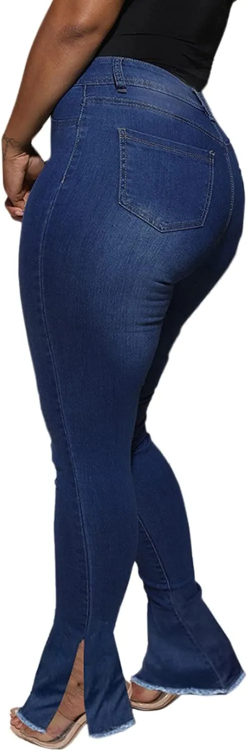 Laeyzuo Women's High Waisted Denim Jean Pants Classic Skinny Stretchy Retro Ripped Jeans