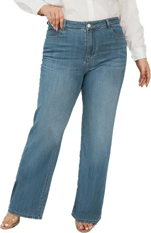 LEIJIJEANS Plus Size Baggy Jeans for Women Wide Leg Women Jeans Full Length Mom High Waist Tall Loose Wide Leg Pants