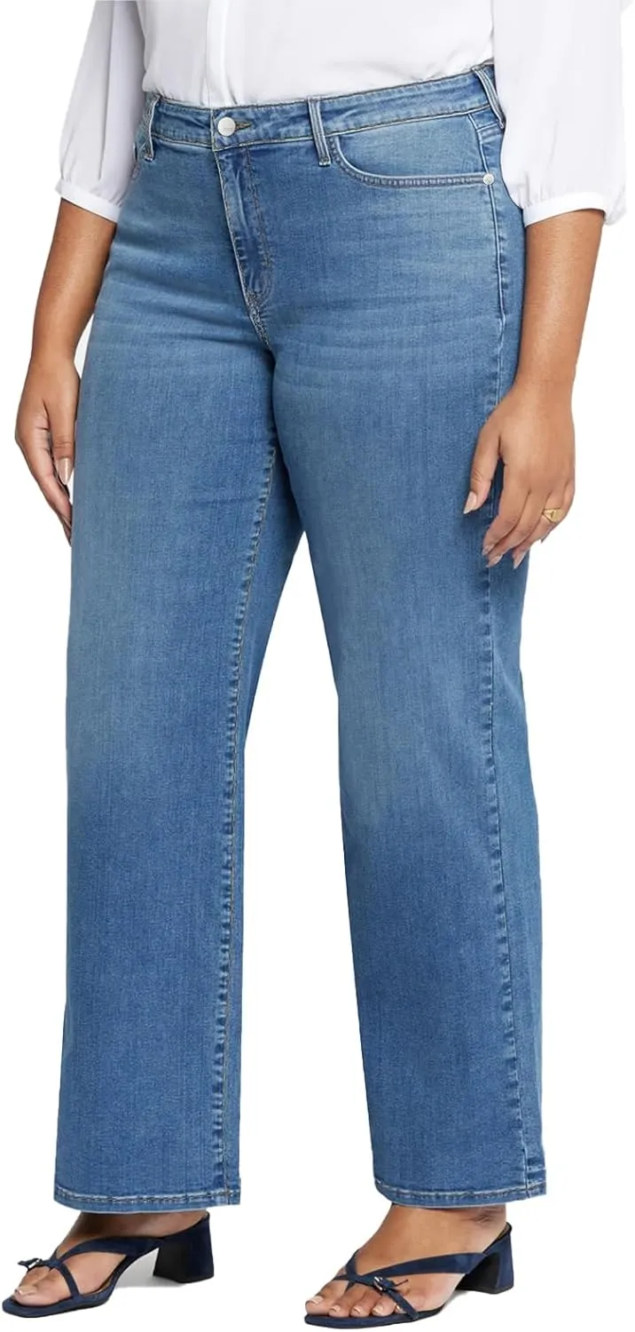 LEIJIJEANS Plus Size Baggy Jeans for Women Wide Leg Women Jeans Full Length Mom High Waist Tall Loose Wide Leg Pants