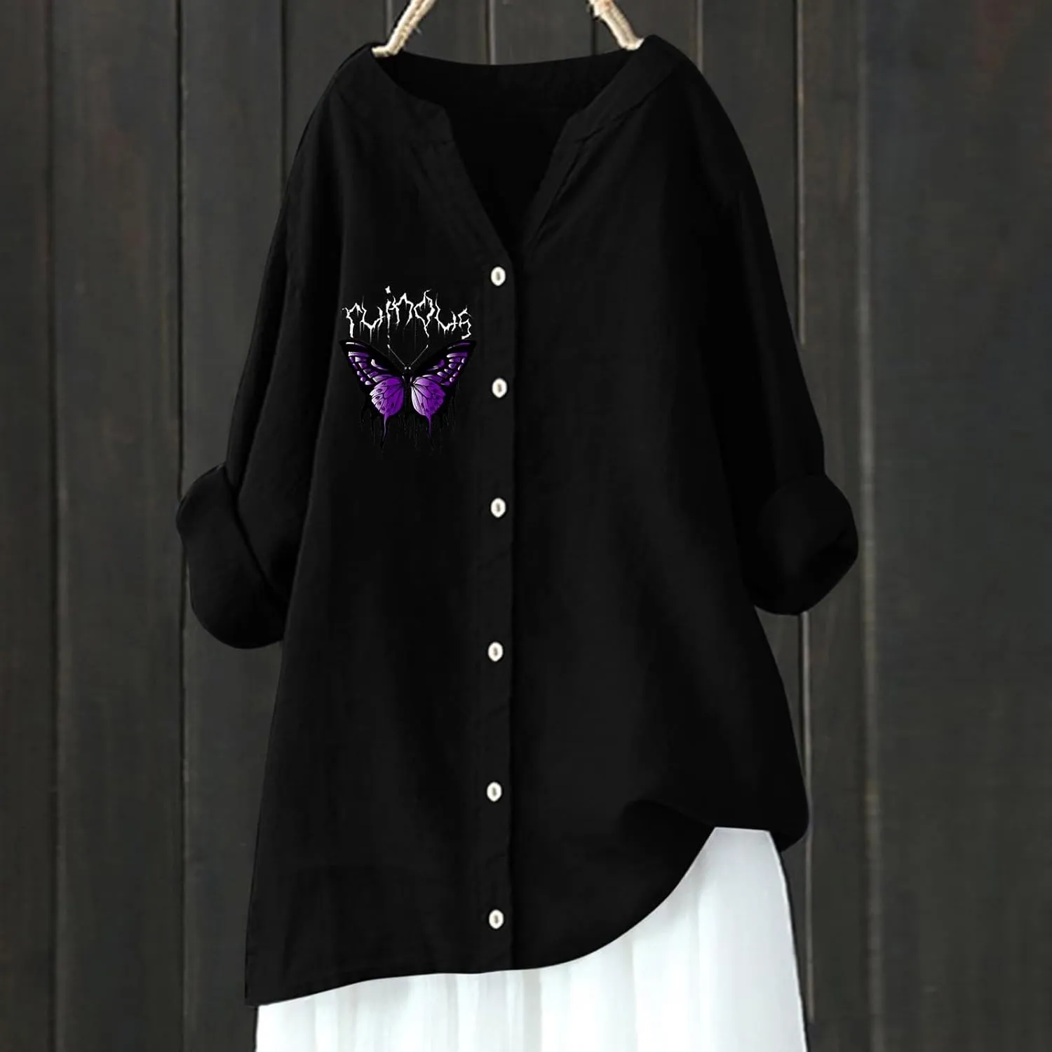 Linen Shirt Womens Roll Half Sleeve Button-up Casual Dress Front Floral Graphic Chic Shirt Aesthetics Elegant Blouse