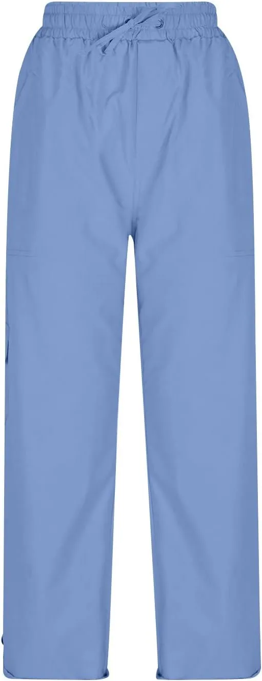 Long Straight Chino Pants for Women Plus Size Elastic Waist Summer Casual Baggy Slacks Work Office Business Trousers
