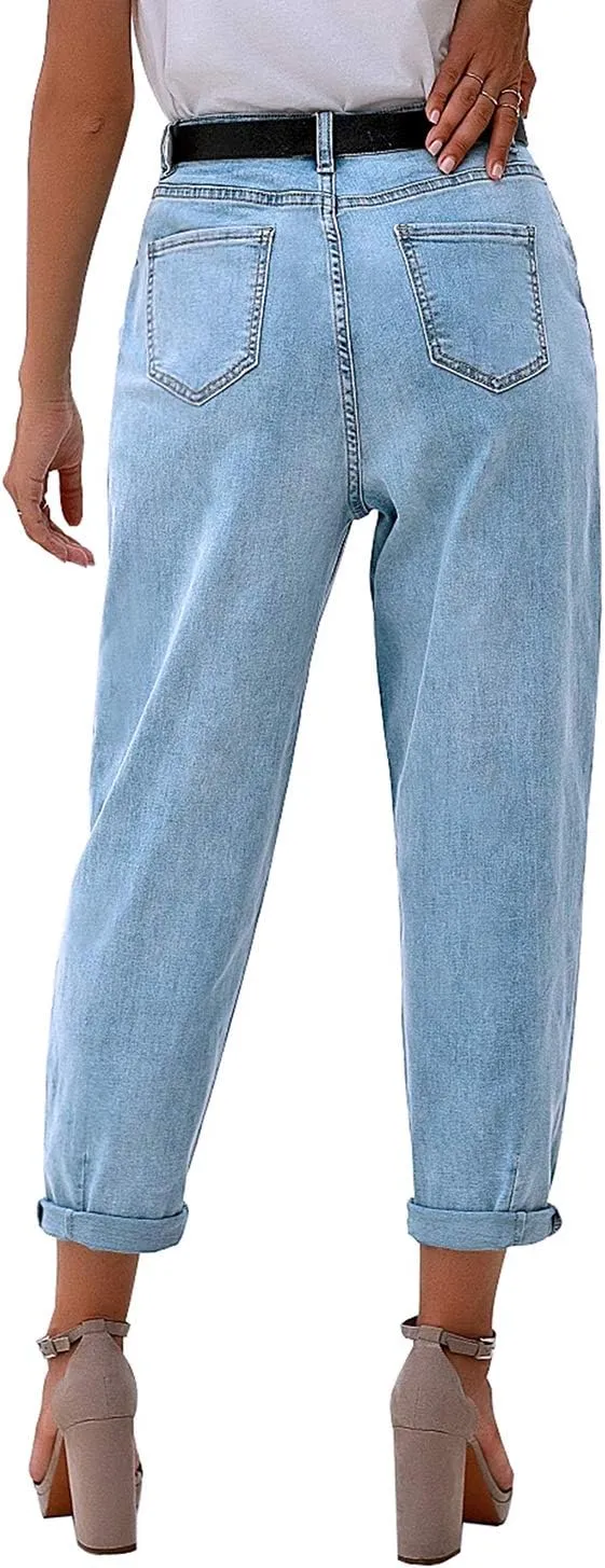 luvamia Mom Jeans for Women Trendy High Waisted Stretchy Loose Jeans for Women Denim Pants