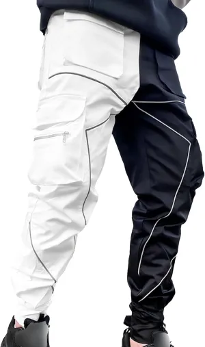 Maiyifu-GJ Men's Multi-Pocket Cargo Pants Elastic Waist Hiking Sweatpants Casual Athletic Running Joggers Trousers